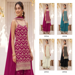 Women's Premium Heavy Chinon Embroidered Palazzo Suit Set with Dupatta